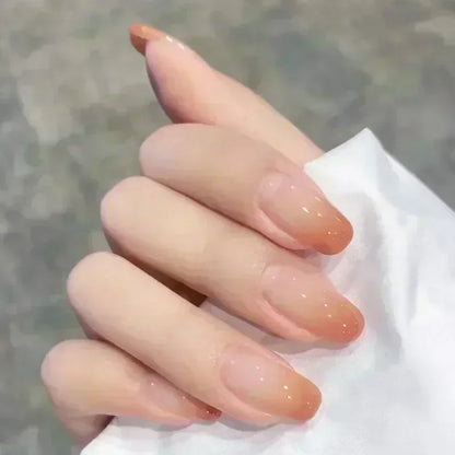 24Pcs Ballerina False Nails with Glue Short Nail Beauty Tools Press on Fake Nails Full Cover Artificial Nails Tips Manicure