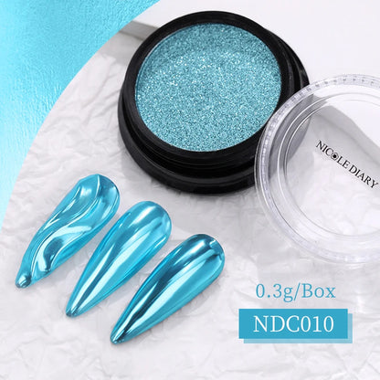 NICOLE DIARY Aurora Nail Powder White Chrome Pigment Pearl Rubbing Dust Mirror Effect Nail Art Glitter Manicure Nail Accessories
