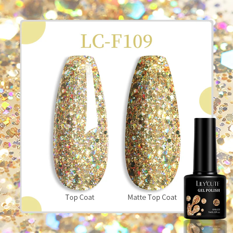 LILYCUTE Nude Glitter Color Sparkling Gel Nail Polish Spring Long Lasting For Manicure Soak Off Nail Base Top Coat Gel Varnish