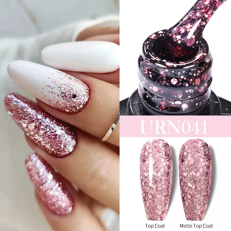 UR SUGAR 7.5ml Glitter Nude Color Nail Gel Polish Semi-permanent Varnish Soak Off Nail Art Base Top Coat UV LED Gel Manicure