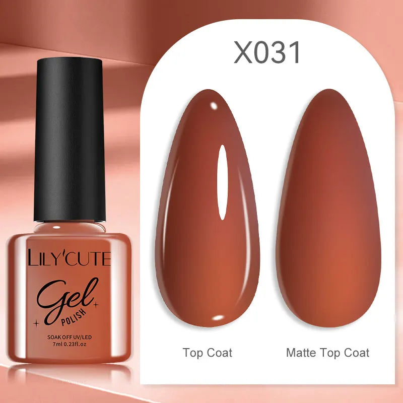 LILYCUTE 7ml Autumn Red Brown Gel Nail Polish 125 Colors All For Manicure Semi Permanent Soak Off Base Top Coat Nail Art Varnish