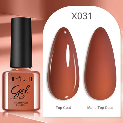 LILYCUTE 7ml Autumn Red Brown Gel Nail Polish 125 Colors All For Manicure Semi Permanent Soak Off Base Top Coat Nail Art Varnish