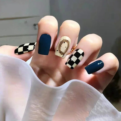 24P Cute Childlike Rainbow Nail Art Full Cover Artificial Fake Nails Wearing Reusable False Nails Ballerina Press on Nail Art