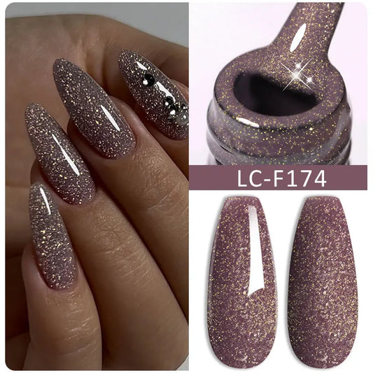 LILYCUTE Nude Glitter Color Sparkling Gel Nail Polish Spring Long Lasting For Manicure Soak Off Nail Base Top Coat Gel Varnish