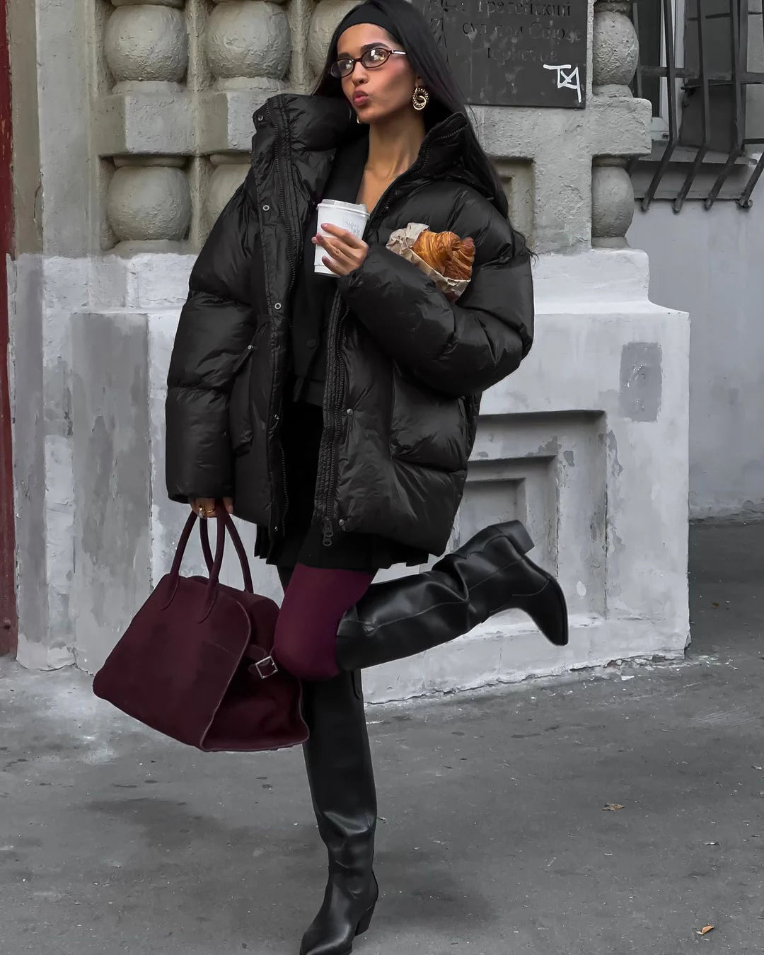 2024 Winter Solid Drawstring Quilted Cotton Coat Fashion Stand Collar Hooded Warm Jacket Lady New Thicken Casual Streetwear