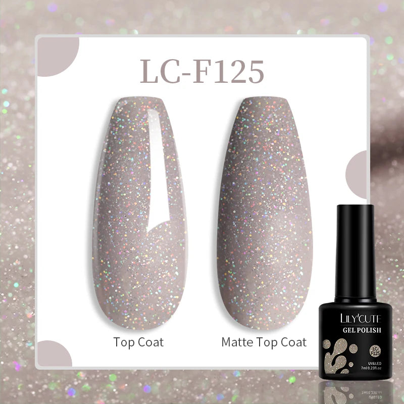 LILYCUTE 9D Rainbow Glitter Cat Magnetic Nail Gel Polish  Snowlight Semi Permanent Soak Off Sparkling Nail Varnish