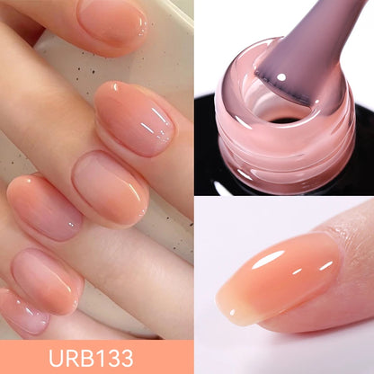 UR SUGAR 7ml Nude Pink Glitter Rubber Base Gel Polish Sparking Sequins Semi Permanent Soak Off Nail Art Varnish All For Manicure