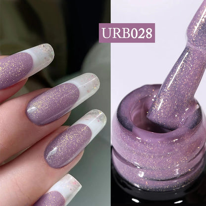 UR SUGAR 7ml Nude Pink Glitter Rubber Base Gel Polish Sparking Sequins Semi Permanent Soak Off Nail Art Varnish All For Manicure