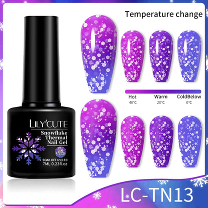 LILYCUTE Thermal Gel Nail Polish 3-layers Color Changing Effect Gel Varnishes All For Manicure Long Lasting Nails Art UV Gel