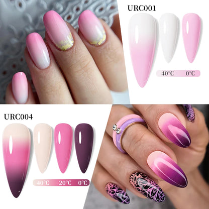 UR SUGAR 7ml Thermal Gel Nail Polish Pink White 3 Layers Color changing Semi Permanent Soak Off Varnish Manicure Glass Bottle