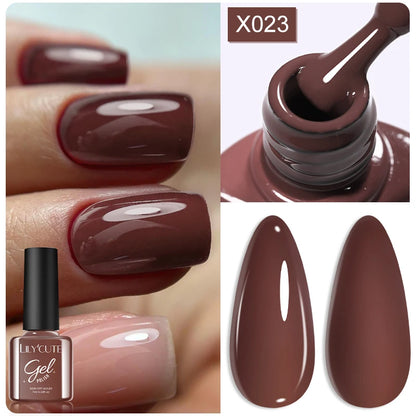 LILYCUTE 7ml Autumn Red Brown Gel Nail Polish 125 Colors All For Manicure Semi Permanent Soak Off Base Top Coat Nail Art Varnish