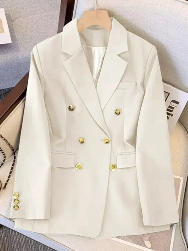 Blazers for Women Black Khaki Fashion Jacket Spring 2024 New in Woman Clothing Loose Office Ladies Double Outerwear Elegant Coat