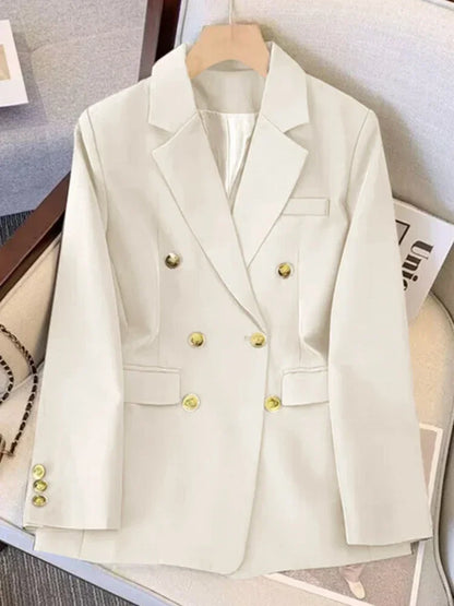 Blazers for Women Black Khaki Fashion Jacket Spring 2024 New in Woman Clothing Loose Office Ladies Double Outerwear Elegant Coat