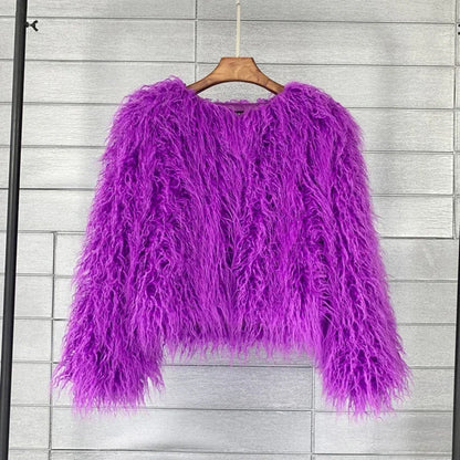 Women Fashion Faux Fur Coats Vintage Solid Loose Warm Flurry Coats Autumn Winter Lady Fashion Thick Streetwear Fur Jacket