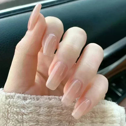 24Pcs Ballerina False Nails with Glue Short Nail Beauty Tools Press on Fake Nails Full Cover Artificial Nails Tips Manicure