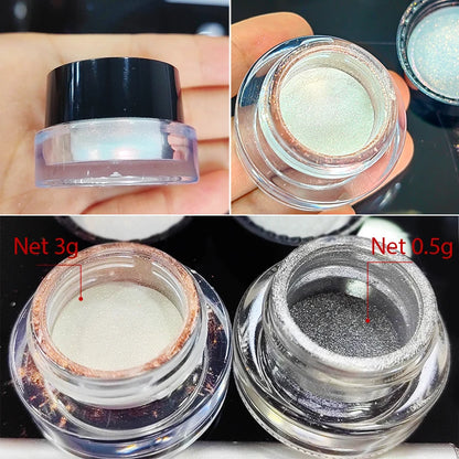 1Box Moonlight Mirror Nail Powder Silver Fine Glitter Metallic Effect Pigment UV Gel Polish Chrome Dust Aurora Nail Decorations