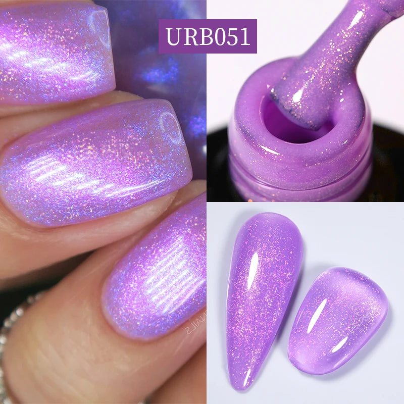 UR SUGAR 7ml Aurora Rubber Base Gel Nail Polish Sparking Glitter Chrome Semi Permanent Soak Off UV LED Nail Art Supplies Vernis