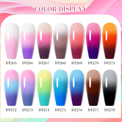 MEET ACROSS Autumn Winter Thermal Color Changing Gel Nail Polish Nude Brown 3-layers Color Changing Nail Art UV Gel Varnish 7ml