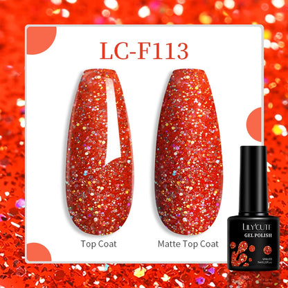 LILYCUTE Nude Glitter Color Sparkling Gel Nail Polish Spring Long Lasting For Manicure Soak Off Nail Base Top Coat Gel Varnish