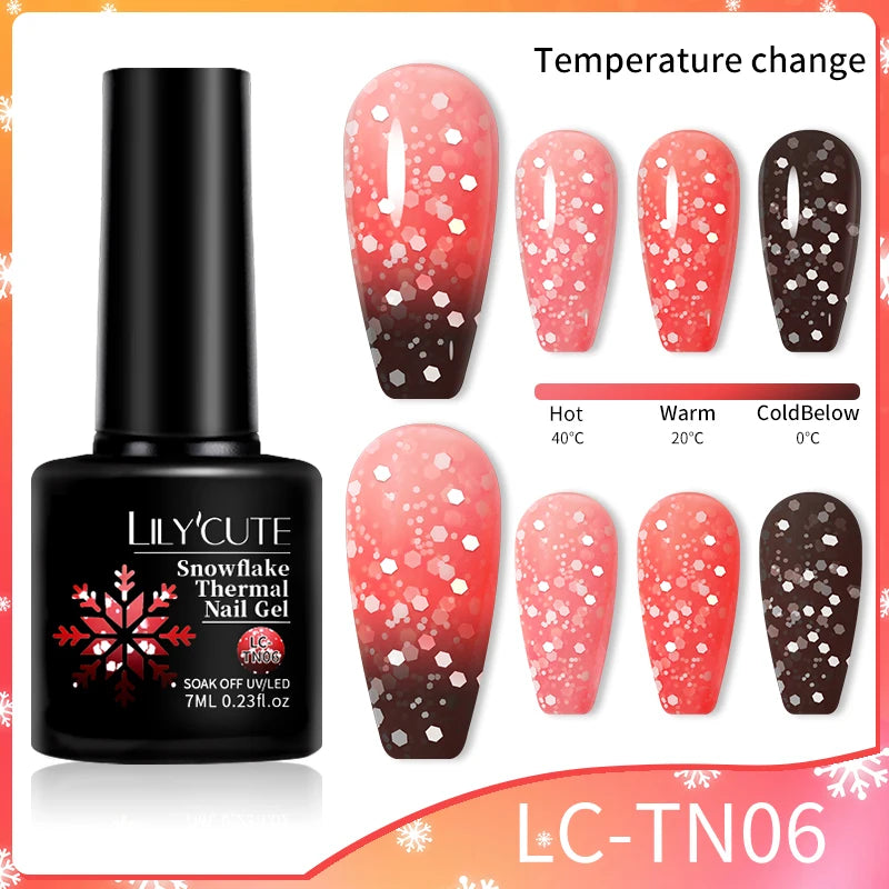 LILYCUTE Thermal Gel Nail Polish 3-layers Color Changing Effect Gel Varnishes All For Manicure Long Lasting Nails Art UV Gel