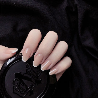 24Pcs Removable Wearable False Nails Art Short Glitter French Gold Edge Fake Nails Waterproof Press on Nail Tips Nails Supplies