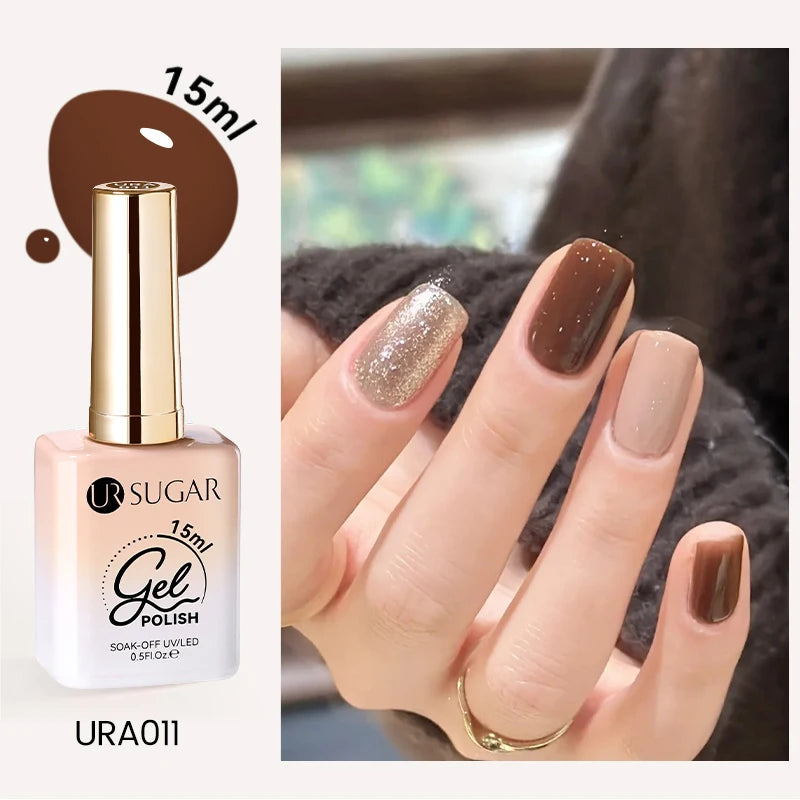 UR SUGAR 15ml Cafe Brown Series Color Gel  Autumn Colors Gel Varnishes All For Nails Soak Off UV LED Semi Permanent Nail Art
