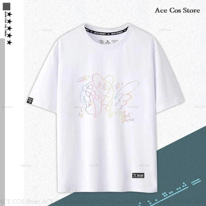 NEEDY GIRL OVERDOSE Kangel Rain Black T-shirt Jirai Kei Graphic Ita Tee Unisex Outfit Top Short Sleeve Kawaii Doujin Clothes