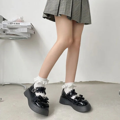[Olmee] In Stock School Girl Jirai Kei Accessories Loafer Pumps JK Platform Shoes Japanese Leather Lolita Mine Style y2k Kawaii