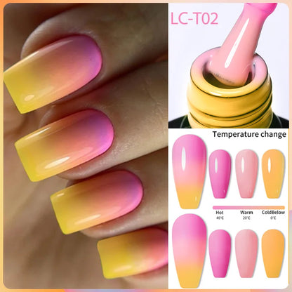 LILYCUTE Thermal Gel Nail Polish 3-layers Color Changing Effect Gel Varnishes All For Manicure Long Lasting Nails Art UV Gel