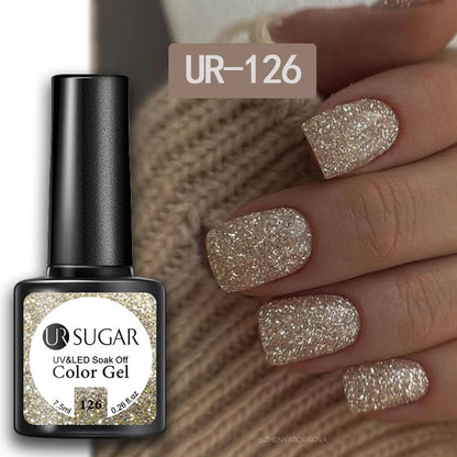 UR SUGAR 7.5ml Champagne Silver Reflective Glitter Gel Nail Polish Laser Sparkling Hybird Soak Off Nail Art UV LED Varnishes