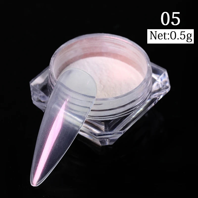 NICOLE DIARY Aurora Nail Powder Chrome Pigment Pearl Metallic Rubbing Dust Chameleon Effect Nail Art Glitter Manicure Decoration