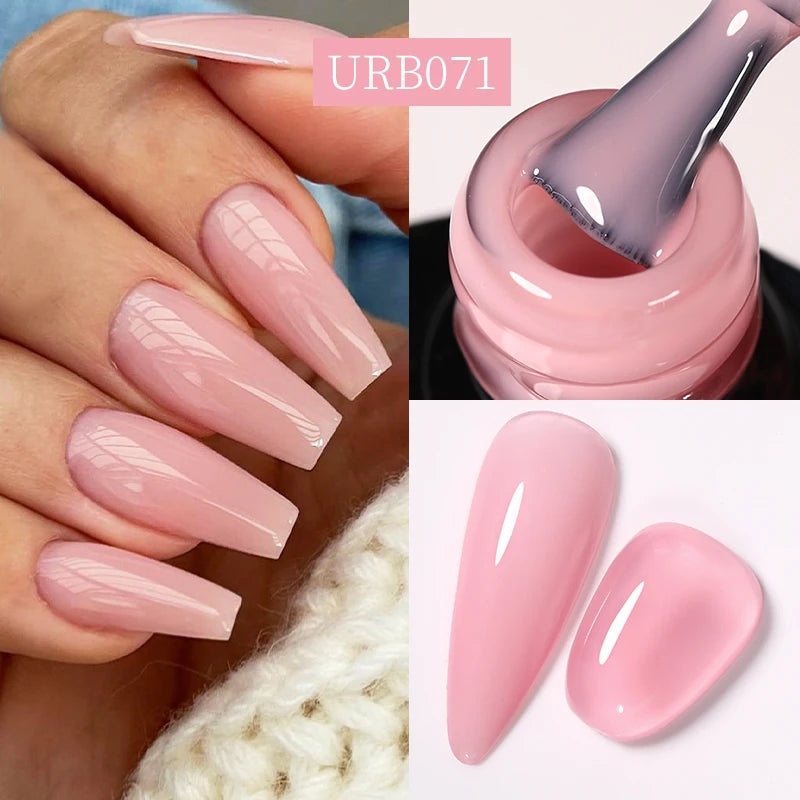 UR SUGAR 7ml Nude Pink Glitter Rubber Base Gel Polish Sparking Sequins Semi Permanent Soak Off Nail Art Varnish All For Manicure