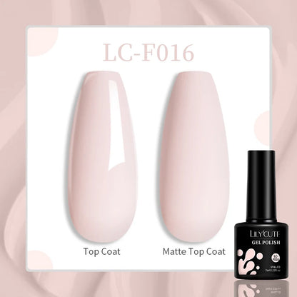 LILYCUTE Nude Glitter Color Sparkling Gel Nail Polish Spring Long Lasting For Manicure Soak Off Nail Base Top Coat Gel Varnish