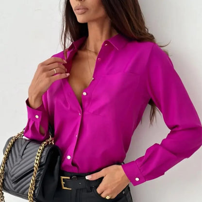 Casual White Women's Blouse Long Sleeve Button Woman Shirt Solid Color Office Tops 2024 Spring Autumn Fashion Ladies Blouses Top