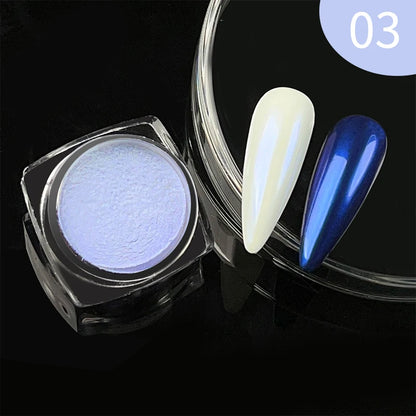 NICOLE DIARY 5g Aurora Pearl White Pink Nail Powder Chrome Pigments Metallic Rubbing Dust Moonlight Effect Nail Arts Decoration