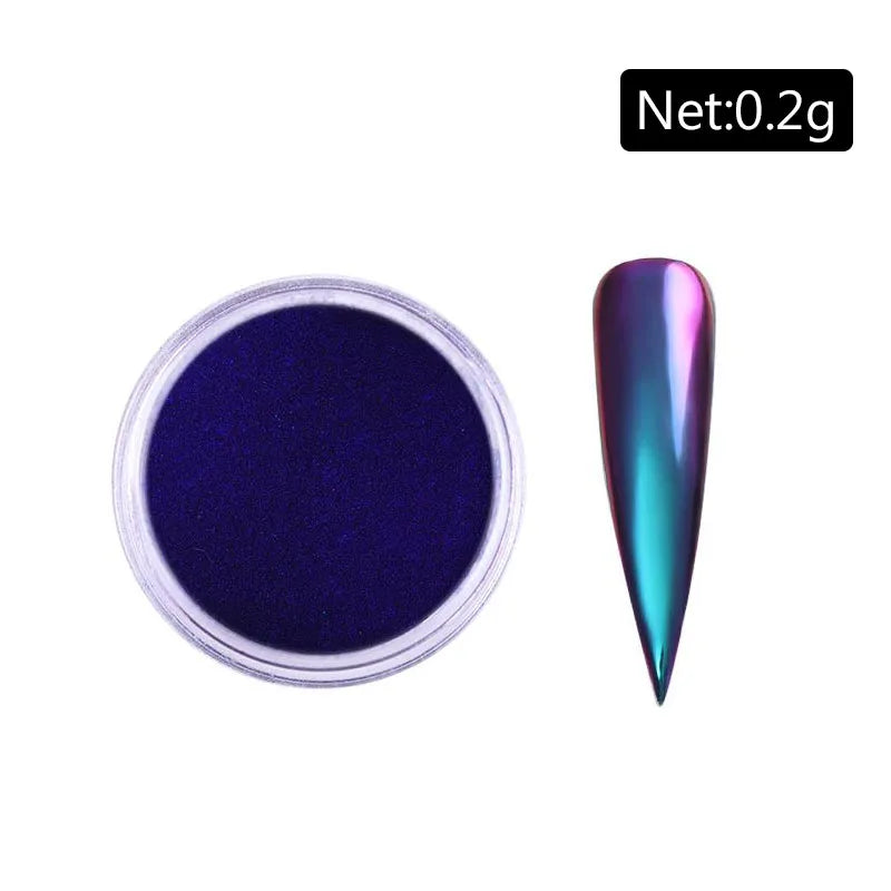 NICOLE DIARY Aurora Nail Powder Chrome Pigment Pearl Metallic Rubbing Dust Chameleon Effect Nail Art Glitter Manicure Decoration