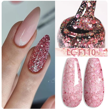 LILYCUTE Nude Glitter Color Sparkling Gel Nail Polish Spring Long Lasting For Manicure Soak Off Nail Base Top Coat Gel Varnish