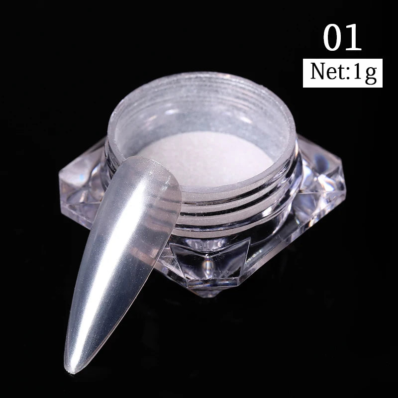 NICOLE DIARY Aurora Nail Powder Chrome Pigment Pearl Metallic Rubbing Dust Chameleon Effect Nail Art Glitter Manicure Decoration
