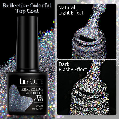 LILYCUTE 9D Rainbow Glitter Cat Magnetic Nail Gel Polish  Snowlight Semi Permanent Soak Off Sparkling Nail Varnish