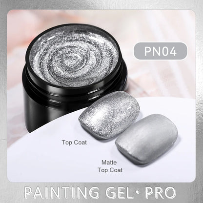 BORN PRETTY 5ml Super Sparkle Painting Gel Nail Polish Platinum Silver Gold Rose Glitter Graffiti Stripe Pull Line Nail UV Gel