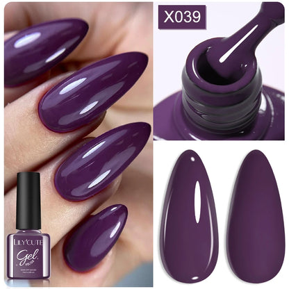 LILYCUTE 7ml Autumn Red Brown Gel Nail Polish 125 Colors All For Manicure Semi Permanent Soak Off Base Top Coat Nail Art Varnish