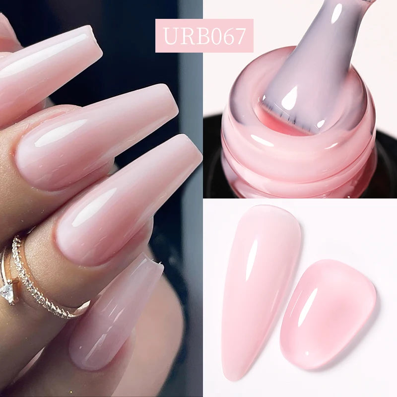 UR SUGAR 7ml Nude Pink Glitter Rubber Base Gel Polish Sparking Sequins Semi Permanent Soak Off Nail Art Varnish All For Manicure