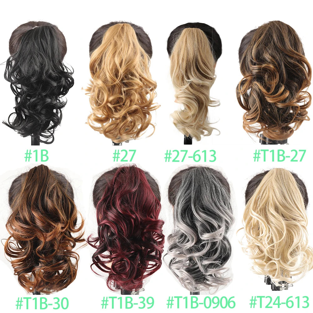 Synthetic Claw Clip In Short Ponytail Curly Pony Tail Clip-on hair False Wig House Pony Extension Hairpiece For Women