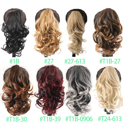 Synthetic Claw Clip In Short Ponytail Curly Pony Tail Clip-on hair False Wig House Pony Extension Hairpiece For Women