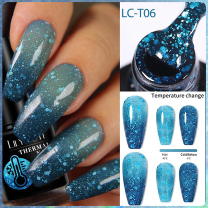 LILYCUTE Thermal Gel Nail Polish 3-layers Color Changing Effect Gel Varnishes All For Manicure Long Lasting Nails Art UV Gel