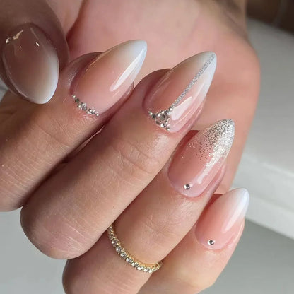 24Pcs Medium Long Acrylic Fake Nails Art Cool Spice Girls Wearing False Nails Set Press on Nail Tips Removable French Nails Fake
