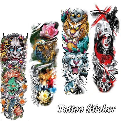 Full Arm Temporary Tattoos Sleeve For Men Women Realistic Fake Tatoos Warrior Lion Tiger Flower Tatoo Sticker Black Totem YZL9