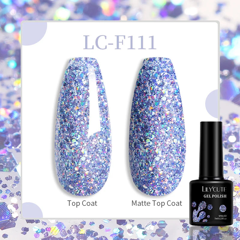 LILYCUTE Nude Glitter Color Sparkling Gel Nail Polish Spring Long Lasting For Manicure Soak Off Nail Base Top Coat Gel Varnish