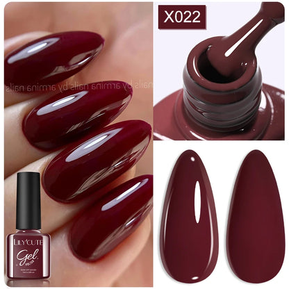 LILYCUTE 7ml Autumn Red Brown Gel Nail Polish 125 Colors All For Manicure Semi Permanent Soak Off Base Top Coat Nail Art Varnish