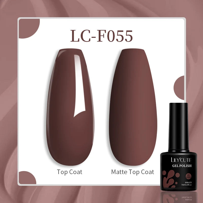 LILYCUTE 7ML Gel Nail Polish Brown Earth Coffee Color Series Semi Permanent UV Gel Chocolate Autumn Winter Nail Art Gel Varnish